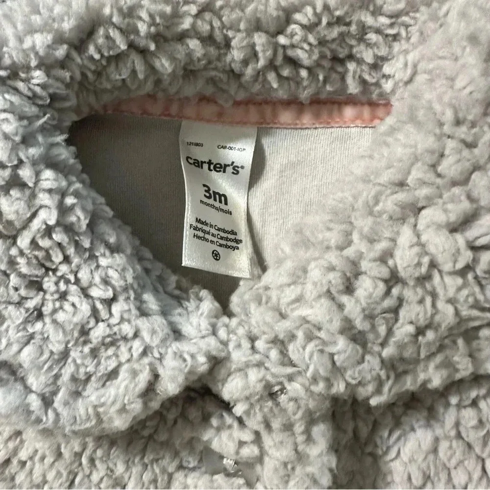 Carter's baby girl size 3 months sherpa grey jacket